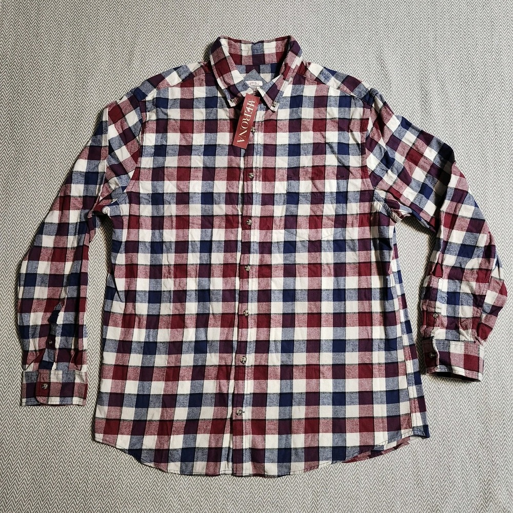 Merona Classic Fit Buffalo Check Long Sleeve Flannel Button Down Shirt Multi XL
